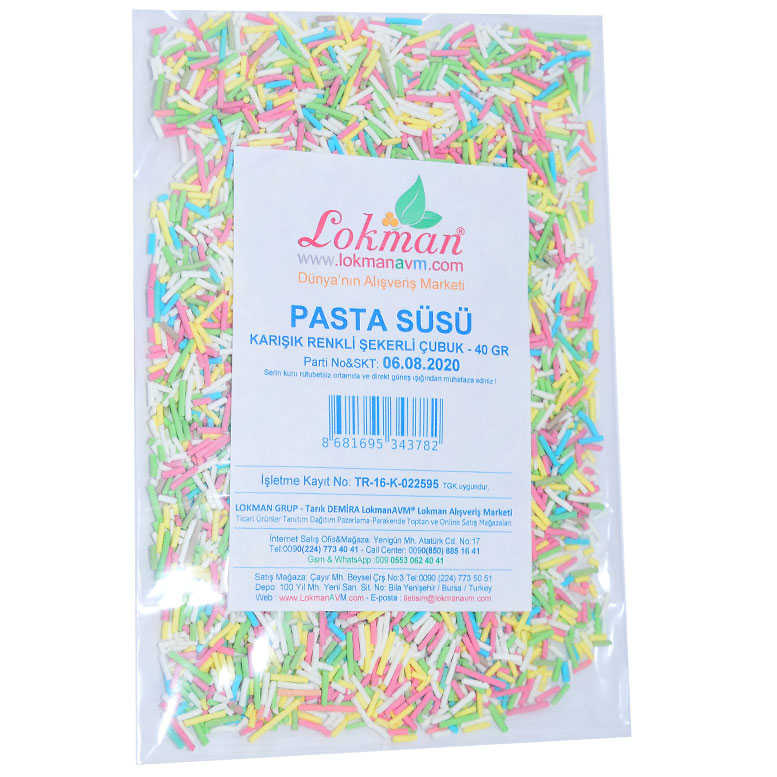 Lisinya214 Pasta Süsü Granül Şekeri Karışık Renk 40 Gr Paket