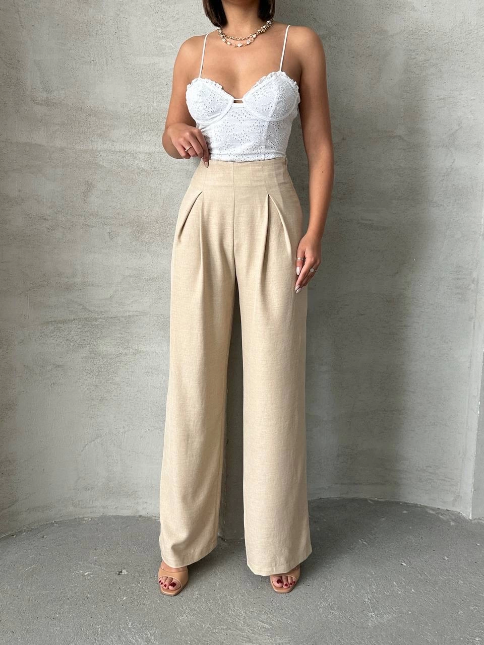 Pileli keten pantolon s255046 - Lisinya