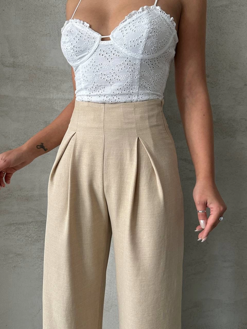 Pileli keten pantolon s255046 - Lisinya