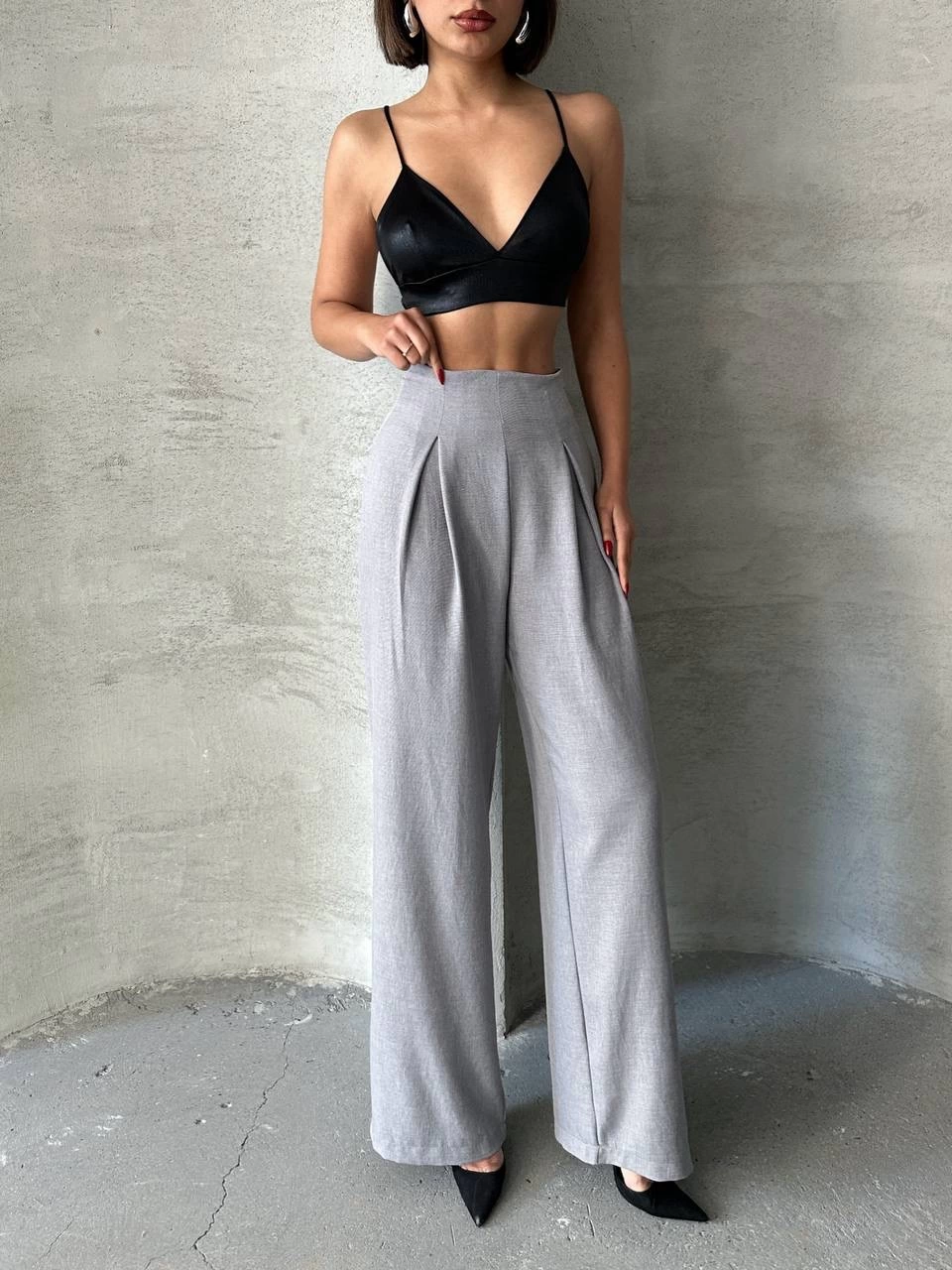 Pileli keten pantolon s255046 - Lisinya