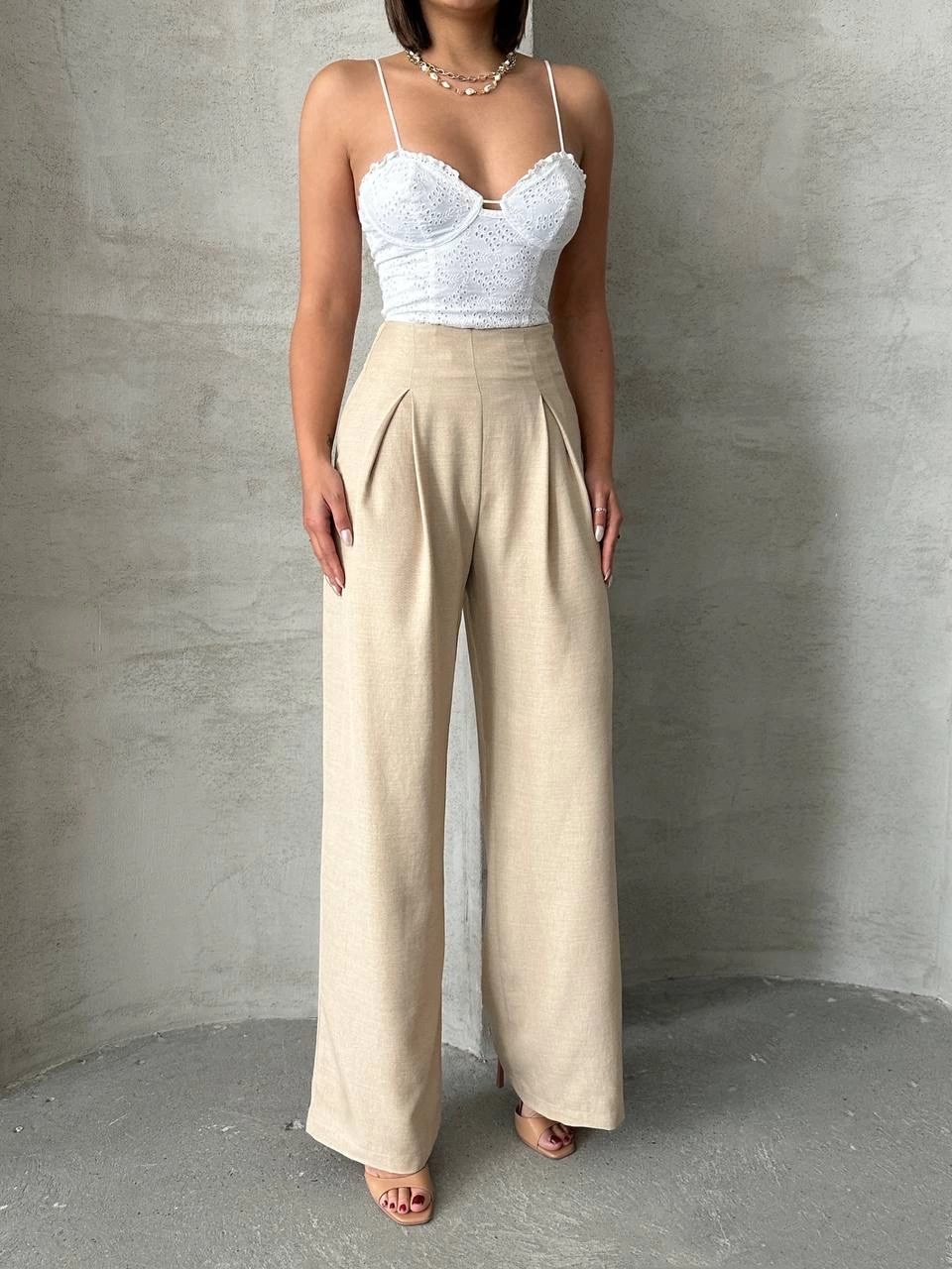 Pileli keten pantolon s255046 - Lisinya