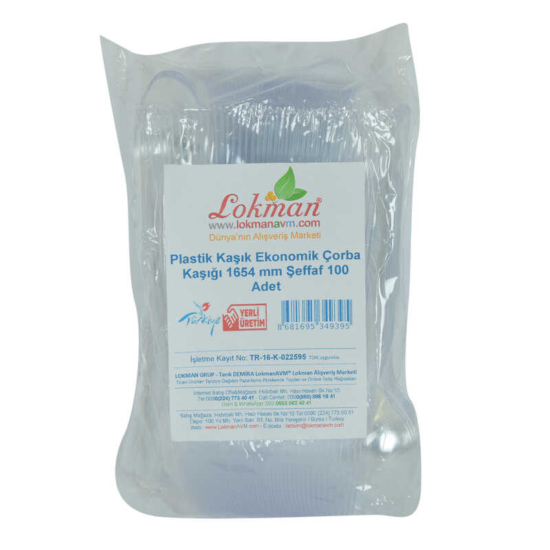 Lisinya214 Plastik Kaşık Ekonomik Çorba Kaşığı 1654 mm Şeffaf 100 Adet 1 Paket