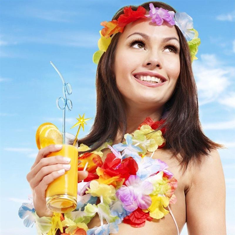 Rengarenk Hawaii Kolye Taç Bileklik Seti 4 Parça Rengarenk Hawaii Kolye Taç Bileklik Seti 4 Parça (Lisinya)
