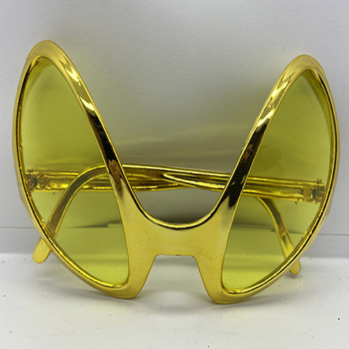 Retro Gözlük - 80 li 90 lı Yıllar Parti Gözlüğü Gold Renk 8x13 cm (Lisinya)