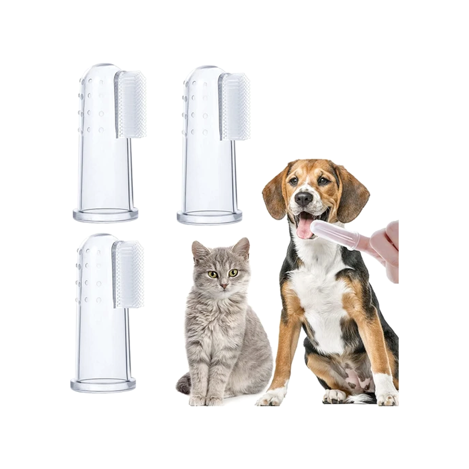 Kedi ve Köpek Parmak Diş Fırçası 5.5 cm Şeffaf - Lisinya