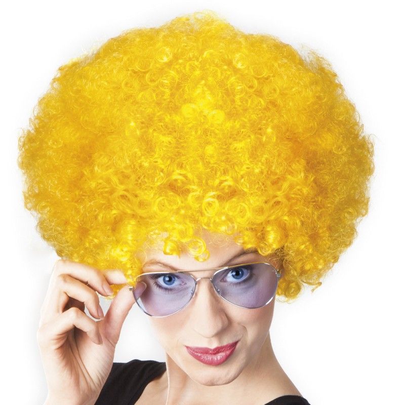 Sarı Renk Kıvırcık Afro Bonus Peruk (Lisinya)
