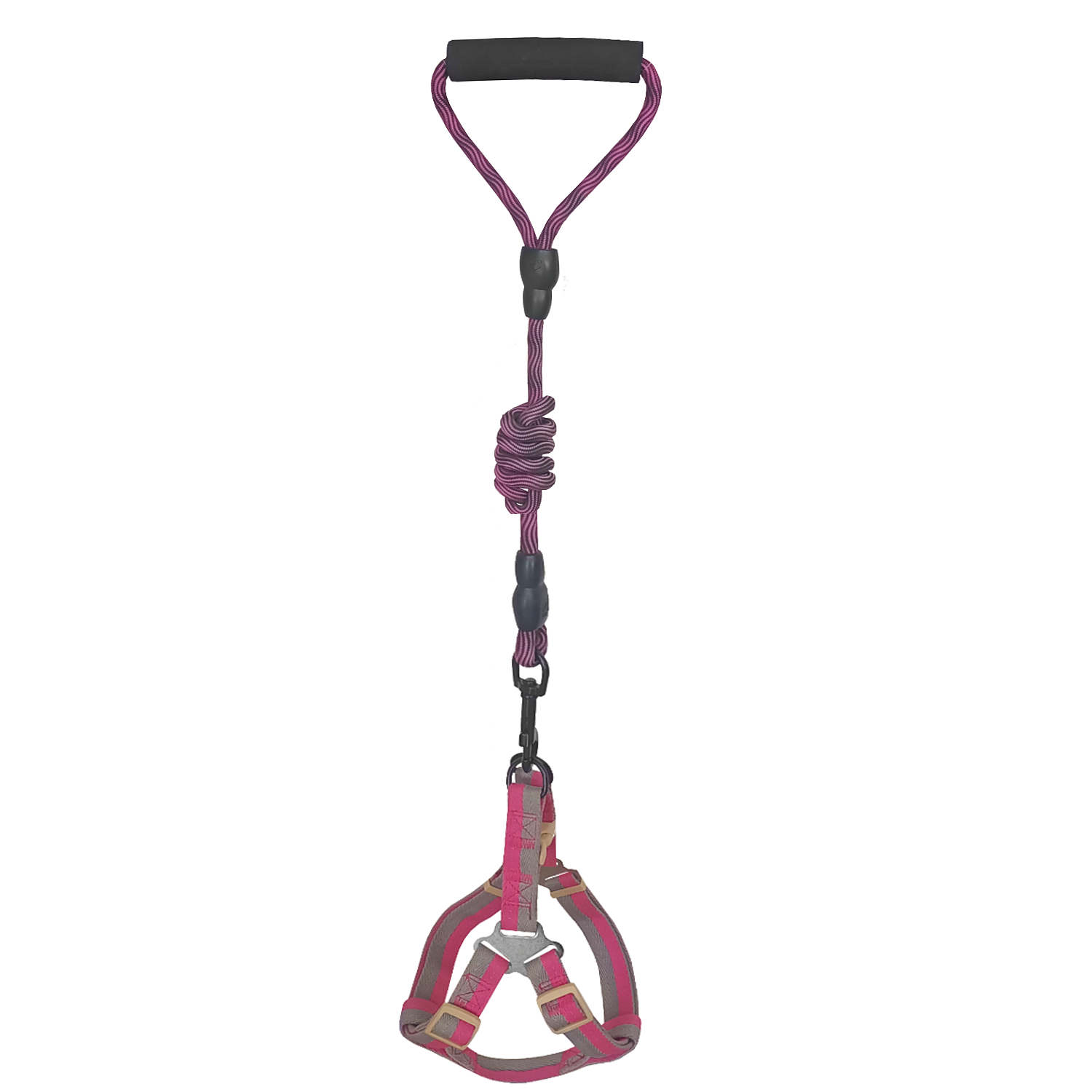 Köpek Göğüs Tasma Seti Dalga Desenli 2 cm*40-58 cm Mor-Pembe - Lisinya