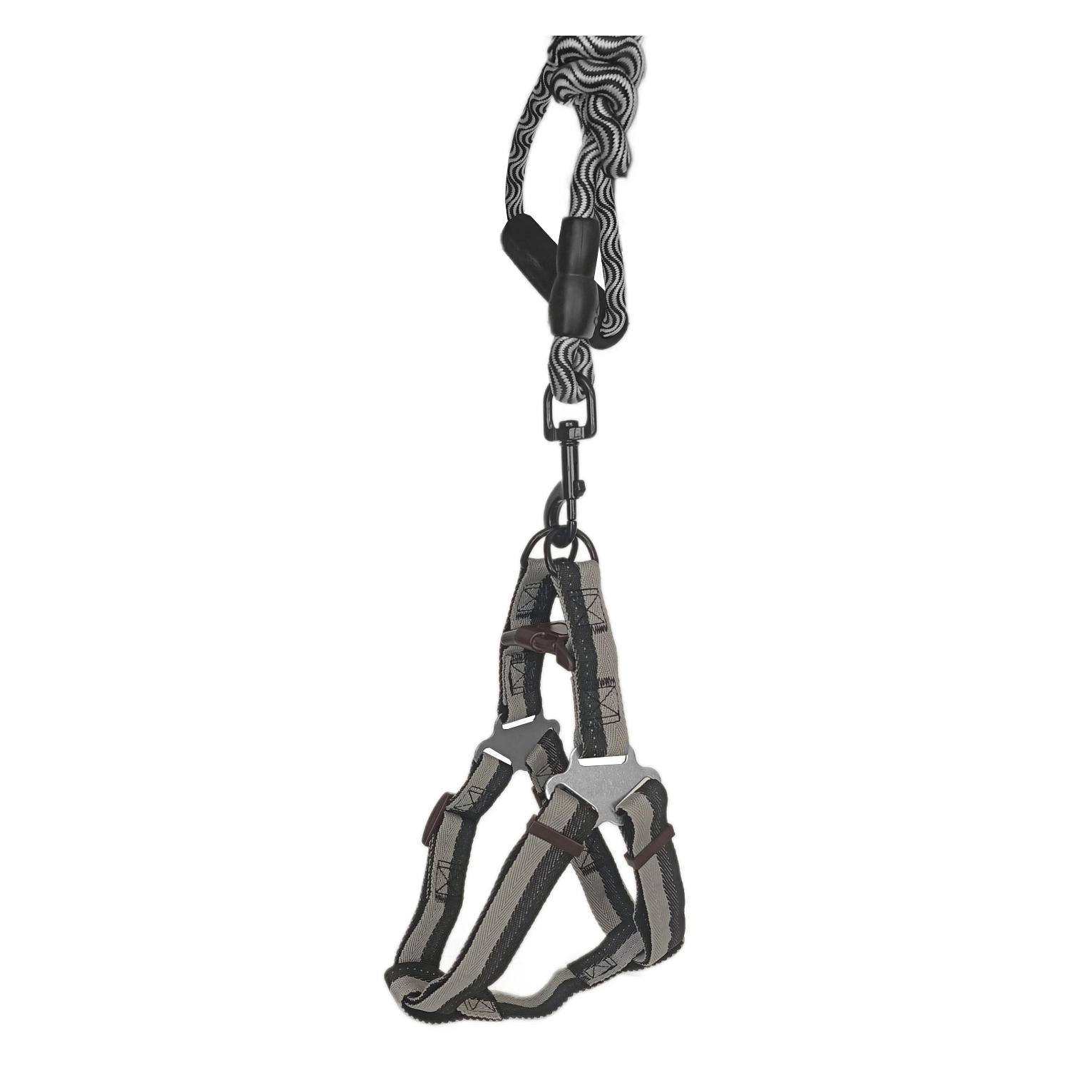 Köpek Göğüs Tasma Seti Dalga Desenli 1.5 cm*35-48 cm Siyah-Beyaz - Lisinya