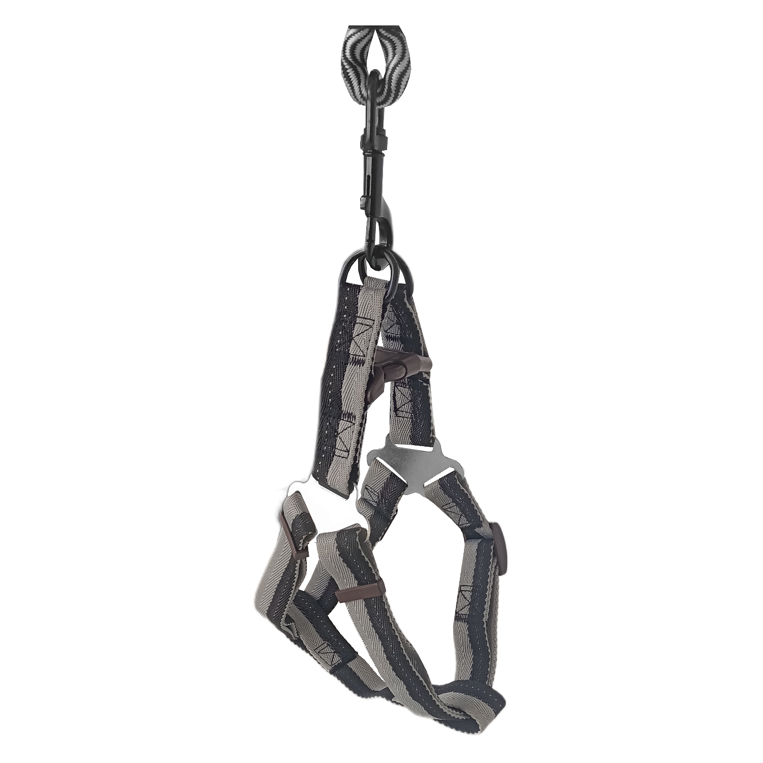Köpek Göğüs Tasma Seti Dalga Desenli 2.5 cm*50-72 cm Siyah-Beyaz - Lisinya