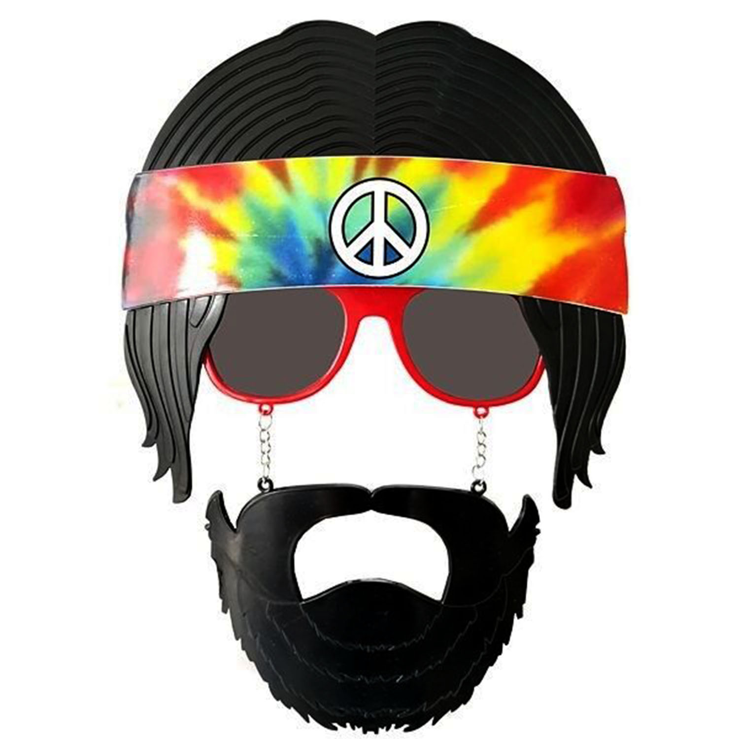 Siyah Saçlı Bandana Tasarımlı Hippi Parti Gözlüğü 26x18 cm (Lisinya)