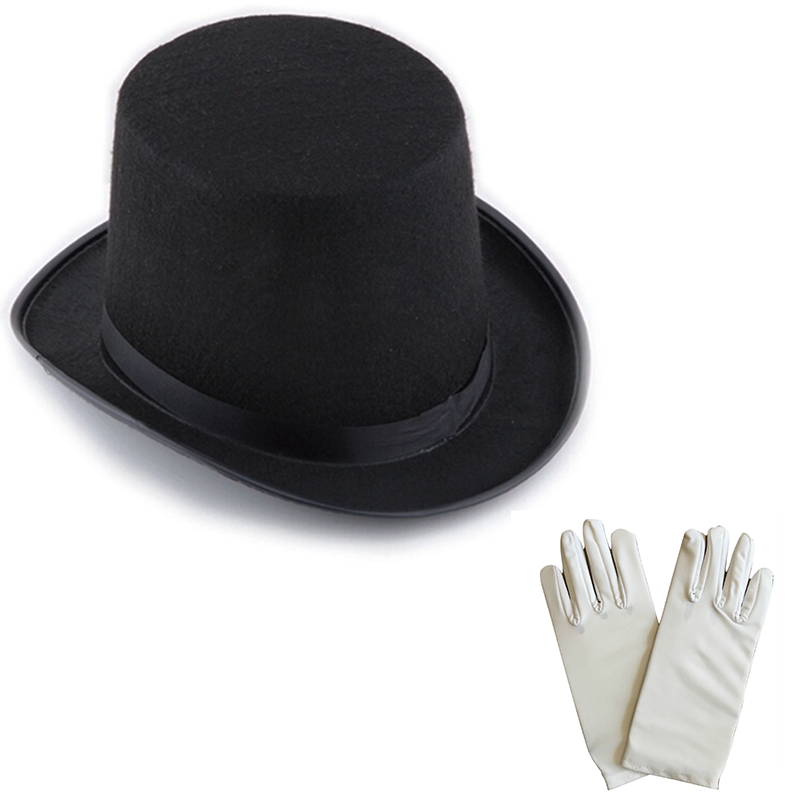 Siyah Sihirbaz Fötr Şapka 15 cm - 1 Çift Beyaz Sihirbaz Eldiveni - Yetişkin Boy Siyah Sihirbaz Fötr Şapka 15 cm - 1 Çift Beyaz Sihirbaz Eldiveni - Yetişkin Boy (Lisinya)