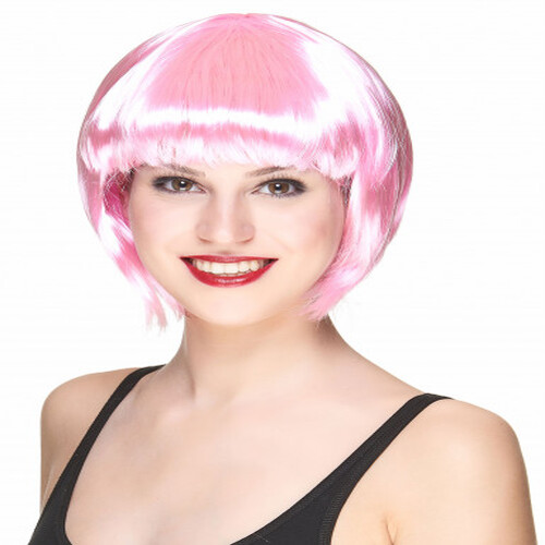 Soft Pembe Renk Parti Peruğu Küt Saç (Lisinya)