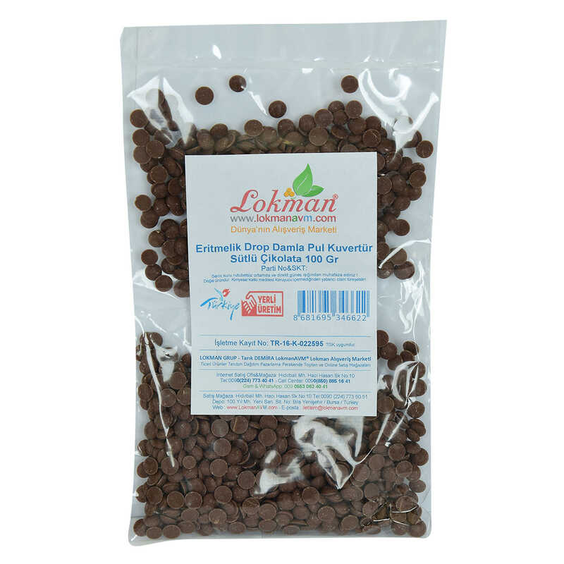 Lisinya214 Sütlü Çikolata Eritmelik Drop Damla Pul Kuvertür 100 Gr Paket