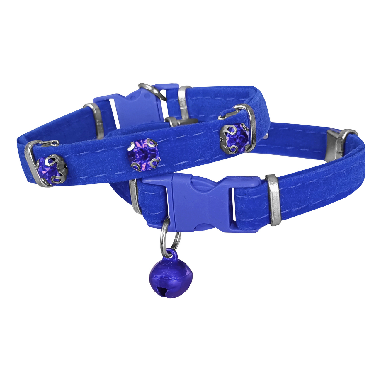 Lisinya205  Kadife Kedi Boyun Tasması Taşlı 20-32 cm Mavi