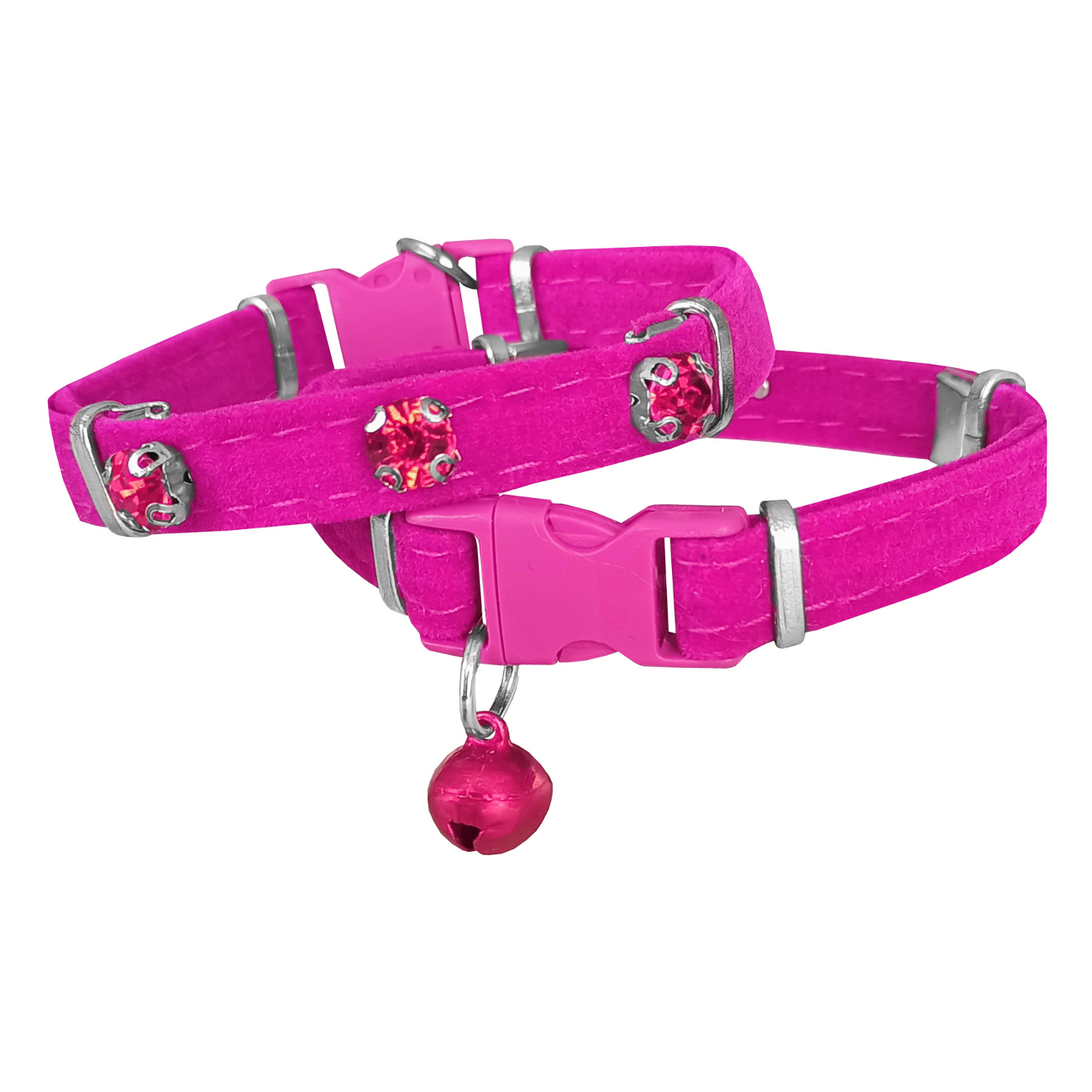 Lisinya205  Kadife Kedi Boyun Tasması Taşlı 20-32 cm Pembe