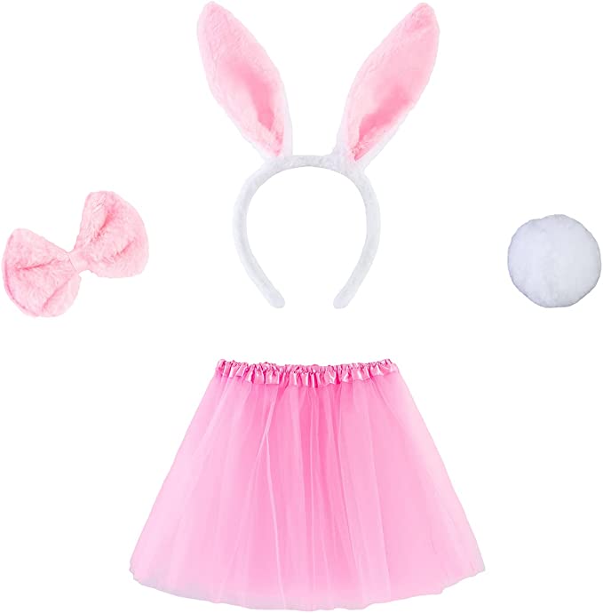 Tavşan Tacı Eteği Papyonu ve Kuyruk Kostüm Seti Pembe Renk Çocuk Boy Tavşan Tacı Eteği Papyonu ve Kuyruk Kostüm Seti Pembe Renk Çocuk Boy (Lisinya)
