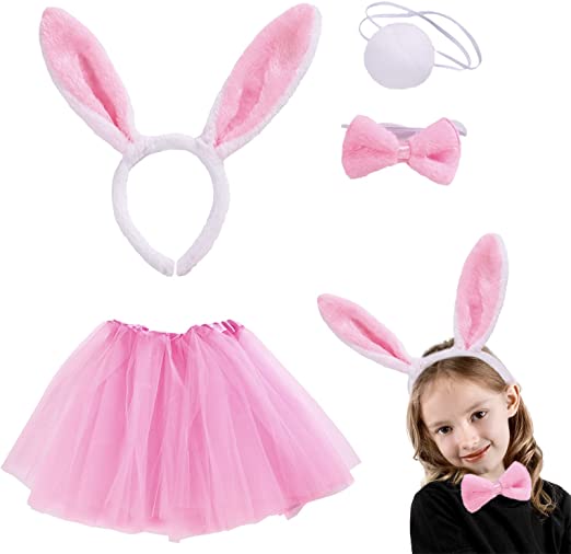 Tavşan Tacı Eteği Papyonu ve Kuyruk Kostüm Seti Pembe Renk Çocuk Boy Tavşan Tacı Eteği Papyonu ve Kuyruk Kostüm Seti Pembe Renk Çocuk Boy (Lisinya)