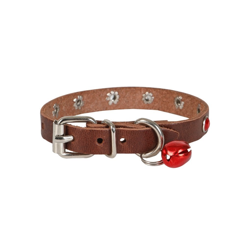 Lisinya205  Taşlı Kedi ve Yavru Köpek Tasması 1,2x26 cm Kahverengi Large