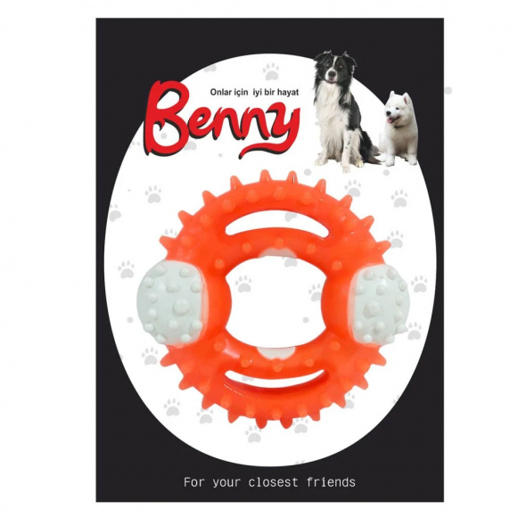 Lisinya205 Benny Diş Kaşıma Köpek Oyuncağı Yuvarlak 9,5 cm Turuncu