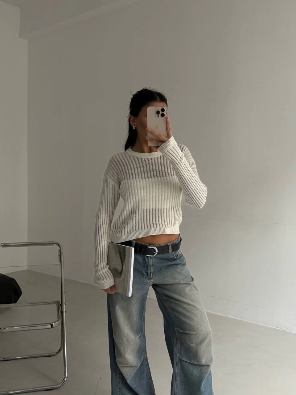 Triko transparent bluz beyaz - Lisinya