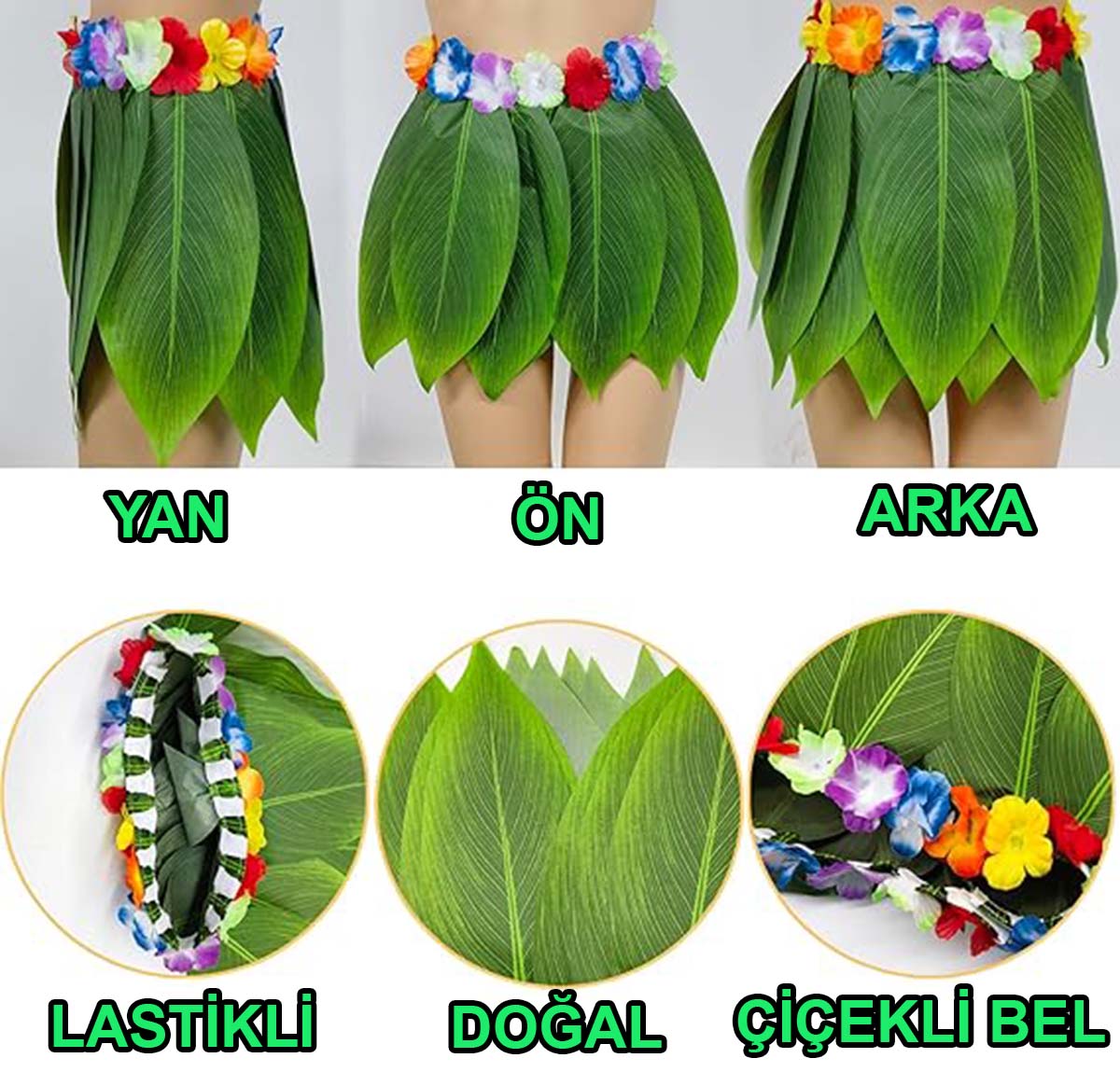 Tropikal Esintili Hawaii Yapraklı Parti Eteği Çocuk Boy Tropikal Esintili Hawaii Yapraklı Parti Eteği Çocuk Boy