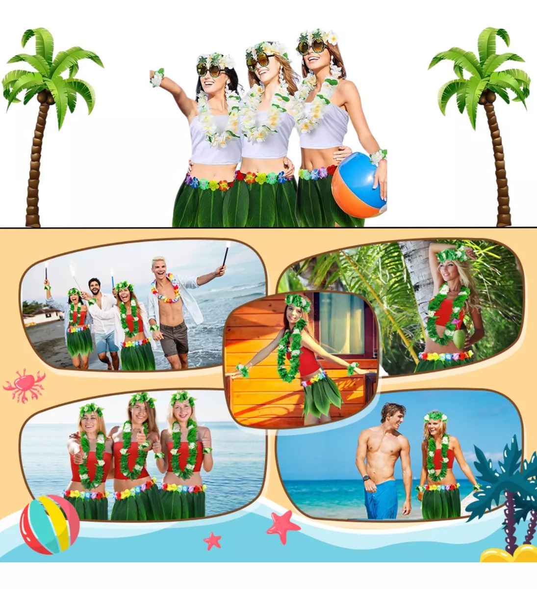 Tropikal Esintili Hawaii Yapraklı Parti Eteği Yetişkin Boy Tropikal Esintili Hawaii Yapraklı Parti Eteği Yetişkin Boy