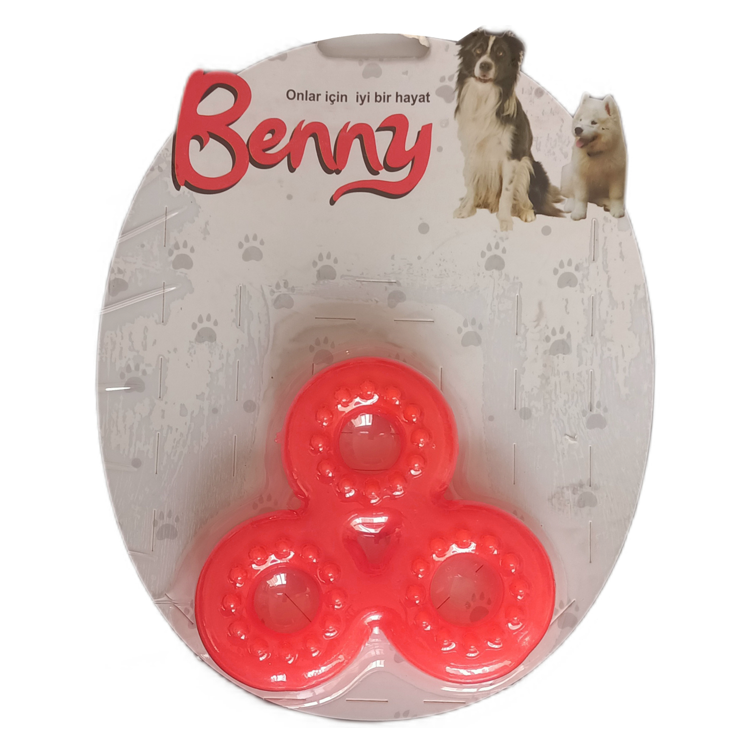 Lisinya205 Benny Köpek Oyuncağı Üçlü Halka 9 x 9 cm Kırmızı