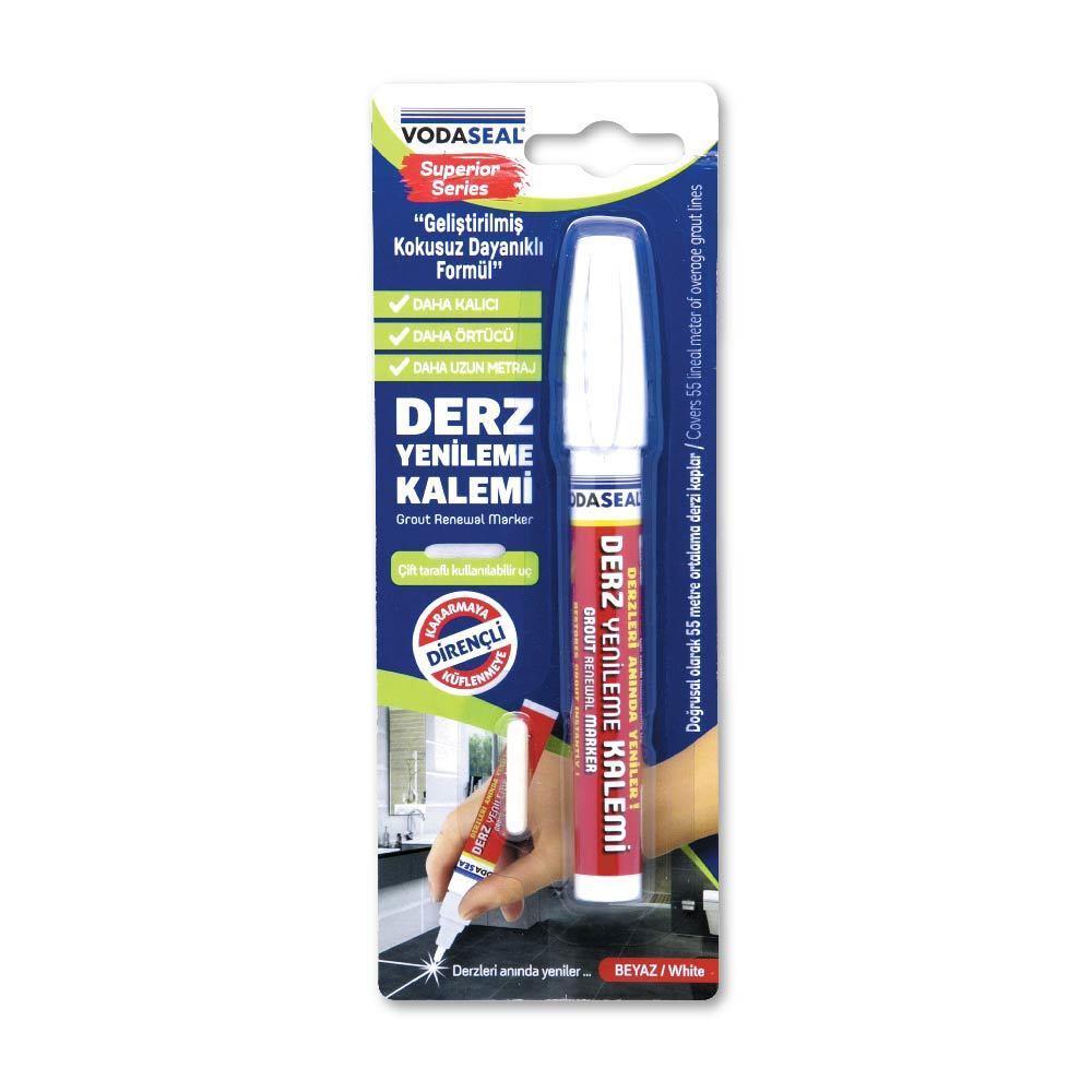 Çift Uçlu Su Bazlı Kokusuz Kalıcı Derz Kalemi Beyaz Lisinya202 Vodaseal Çift Uçlu Su Bazlı Kokusuz Kalıcı Derz Kalemi Beyaz