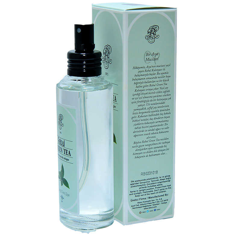 Lisinya214 Yeşil Çay Kolonyası 80 Derece Cam Şişe Sprey Green Tea 100 ML