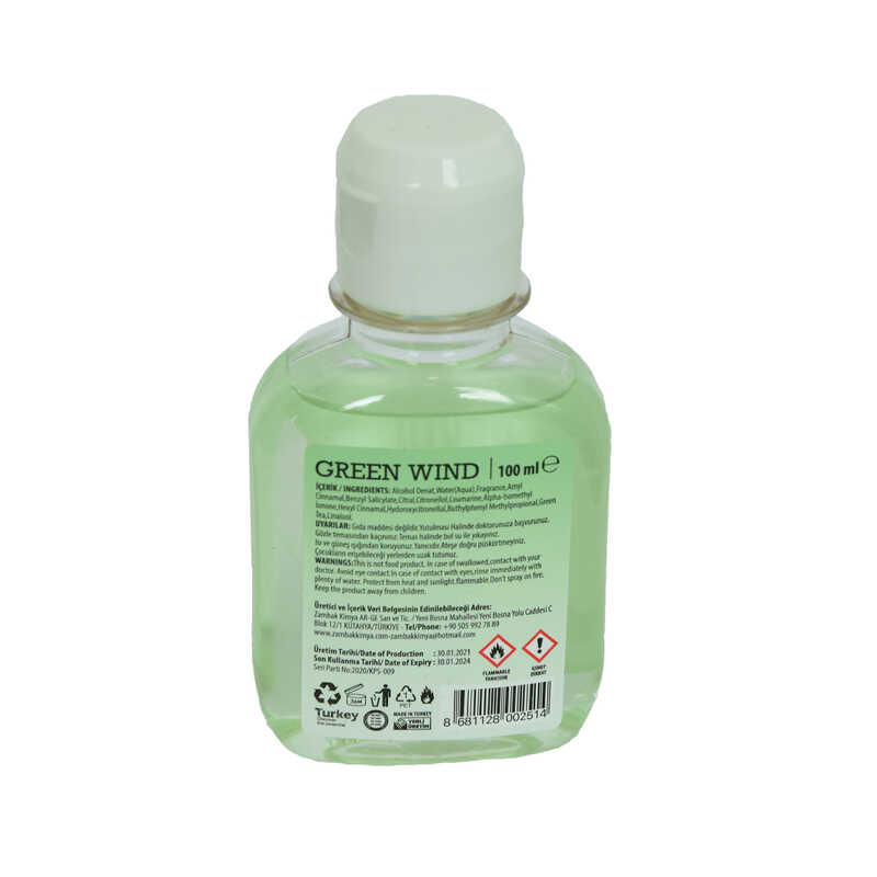 Lisinya214 Yeşil Çaylı Kolonya Green Wınd Eau De Cologne 80 Derece 100 ML