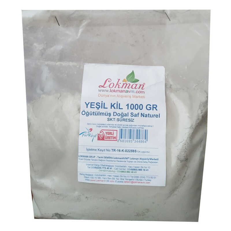 Lisinya214 Yeşil Kil Öğütülmüş Doğal Saf Naturel 1000 Gr Paket