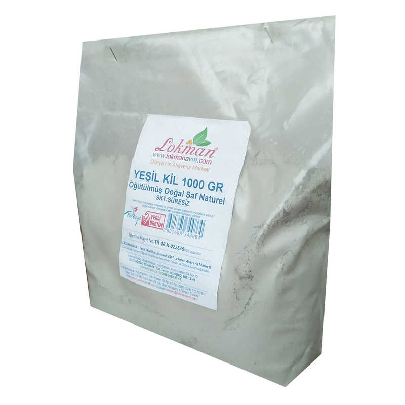 Lisinya214 Yeşil Kil Öğütülmüş Doğal Saf Naturel 1000 Gr Paket