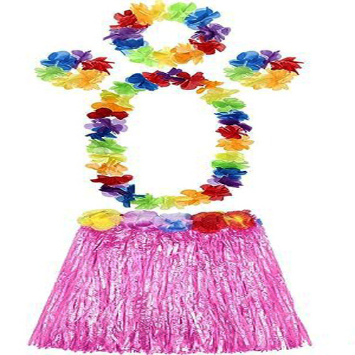 Yetişkin ve Çocuk Uyumlu Luau ha Hawaii Pembe Etek ve Renkli Kolye Taç 2 Adet Bileklik Seti Yetişkin ve Çocuk Uyumlu Luau Aloha Hawaii Pembe Etek ve Renkli Kolye Taç 2 Adet Bileklik Seti (Lisinya)