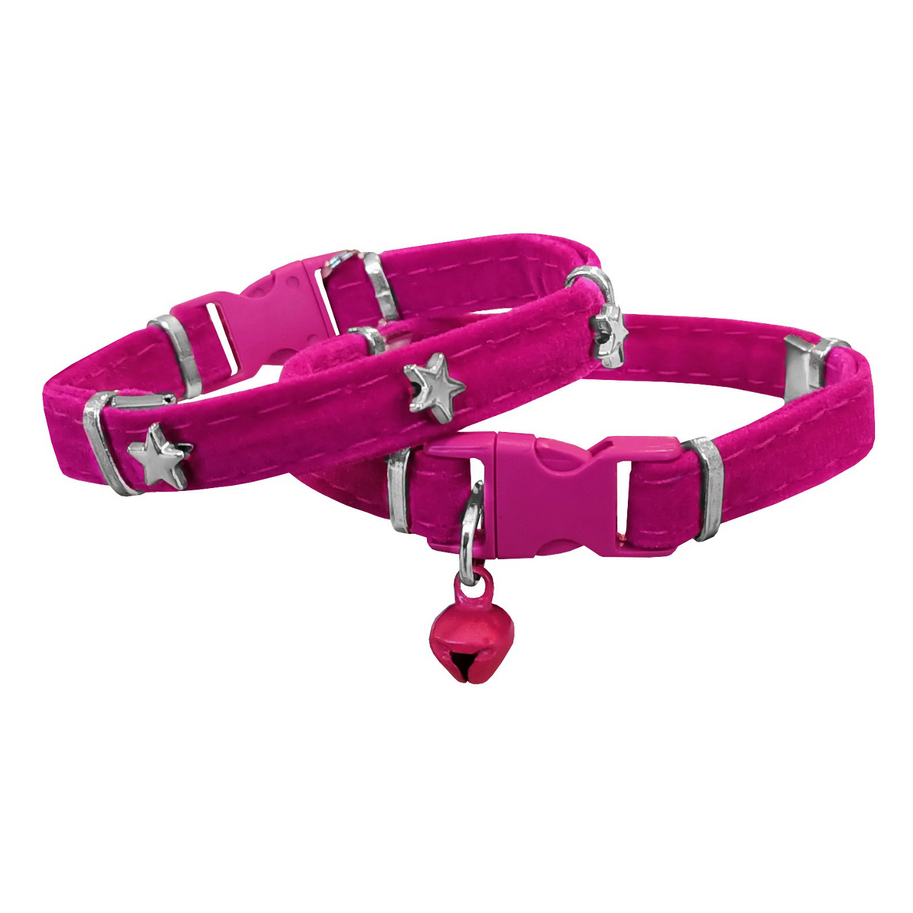 Lisinya205  Kadife Kedi Boyun Tasması Yıldızlı 20-32 cm Pembe
