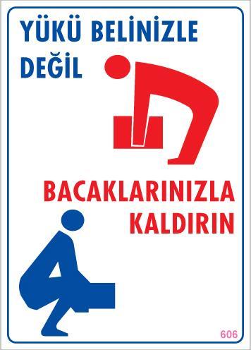 Yükü Belinizle Değil Bacaklarınızla KaldırınLevhası 25x35 KOD: 606 - Lisinya
