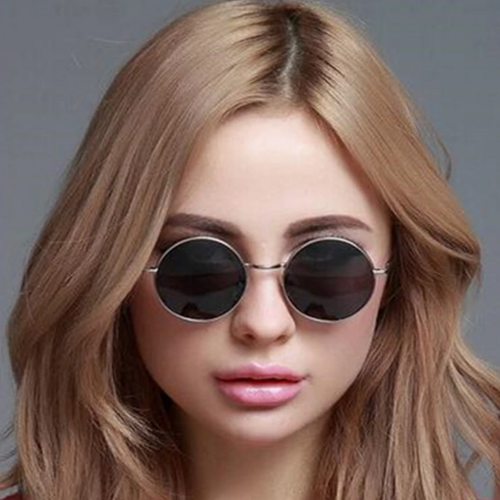 Yuvarlak Cam John Lennon Tarzı Gümüş Çerçeveli Siyah Gözlük  (Lisinya)