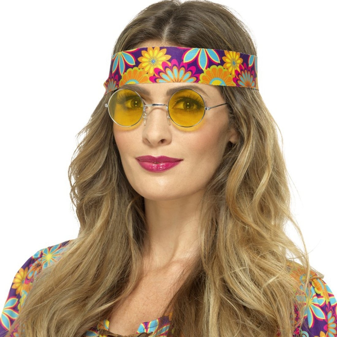 Yuvarlak Cam John Lennon Tarzı Hippi Gold Çerçeveli Sarı Gözlük (Lisinya)