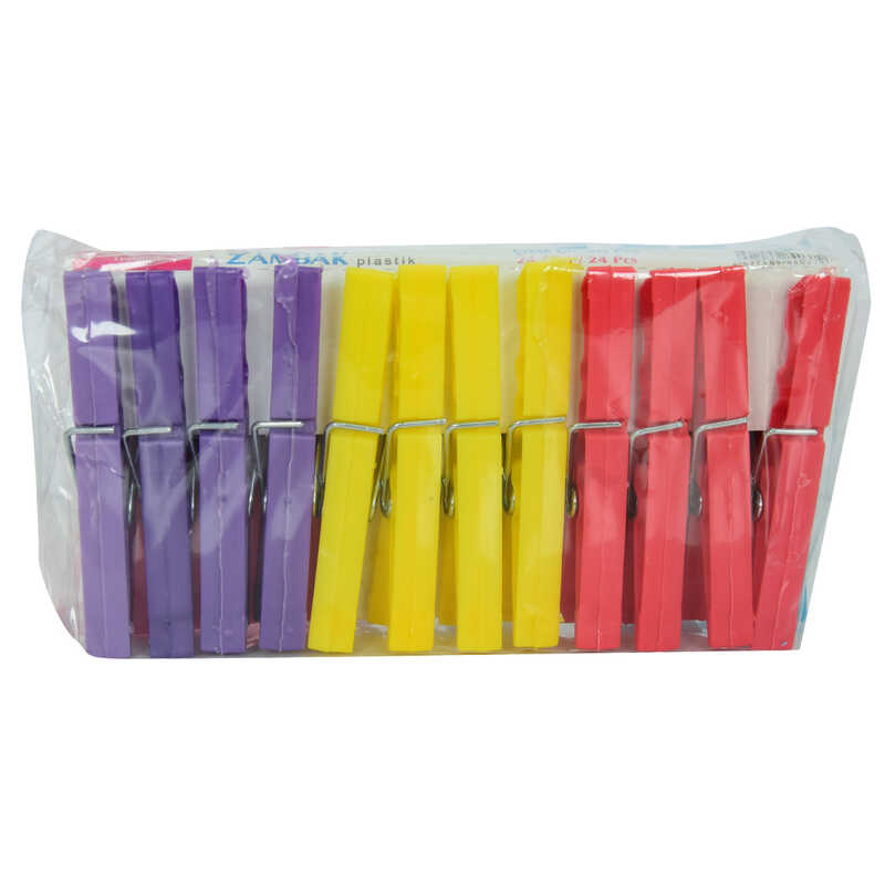Plastik Çınar Çamaşır Mandalı 24 Adet Karışık Renk ZP-142 - Lisinya