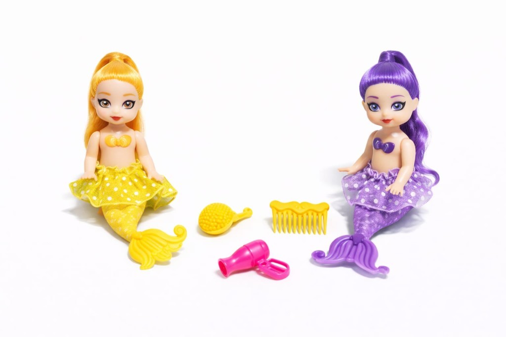 2'li Deniz Kızı Bebek Seti - Hareketli Eklemler ve Aksesuarlı -Sarı & Mor (Lisinya)
