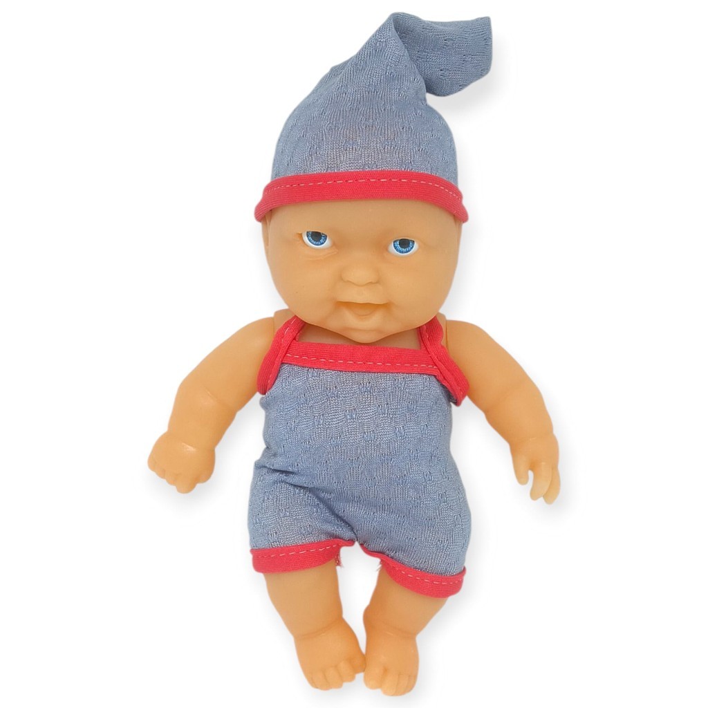 20 cm Sevimli Et Bebek - Çıkarılabilir Neon Kıyafetli Gerçekçi Oyuncak Bebek   - Gri - Pembe (Lisinya)