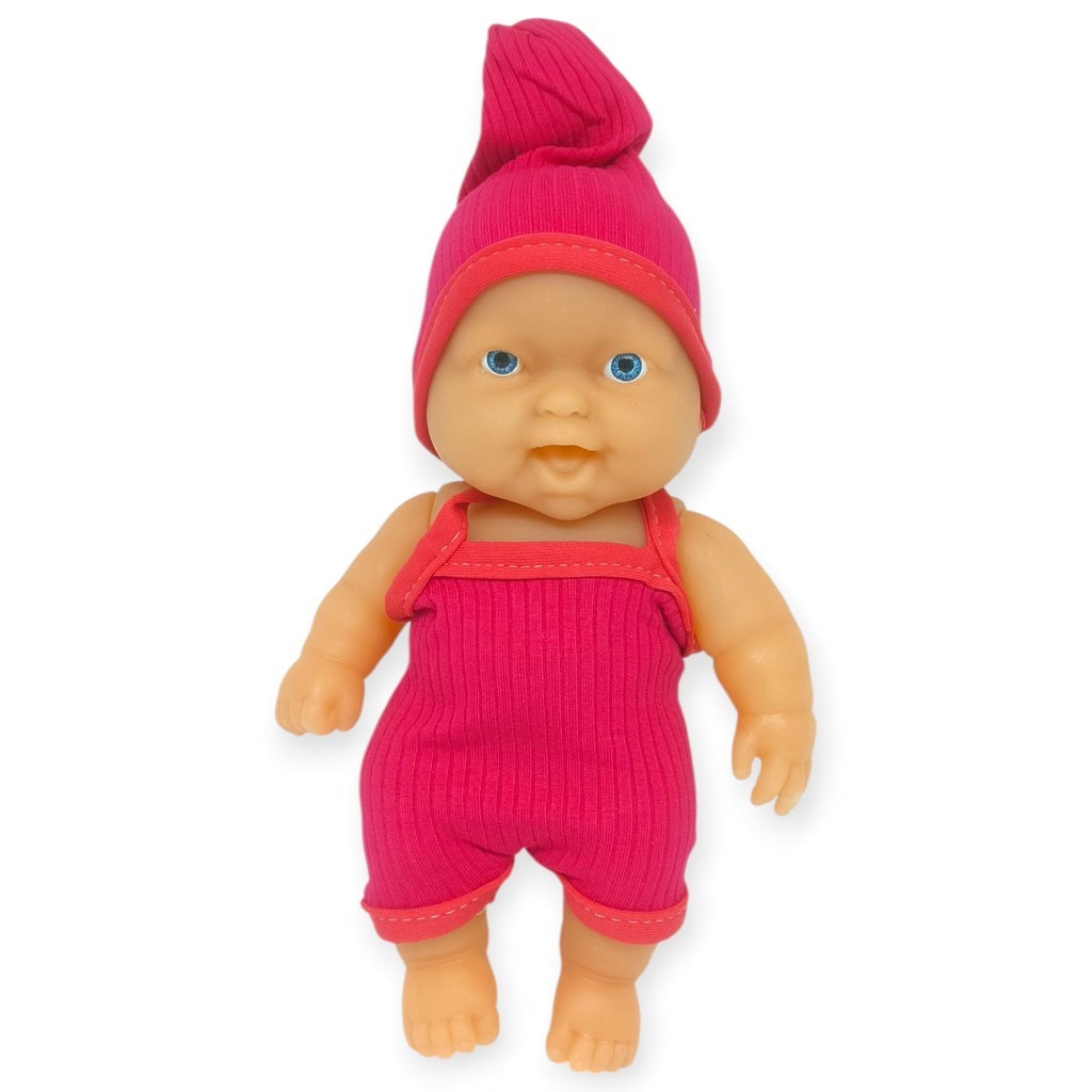 20 cm Sevimli Et Bebek - Çıkarılabilir Neon Kıyafetli Gerçekçi Oyuncak Bebek   - Pembe (Lisinya)