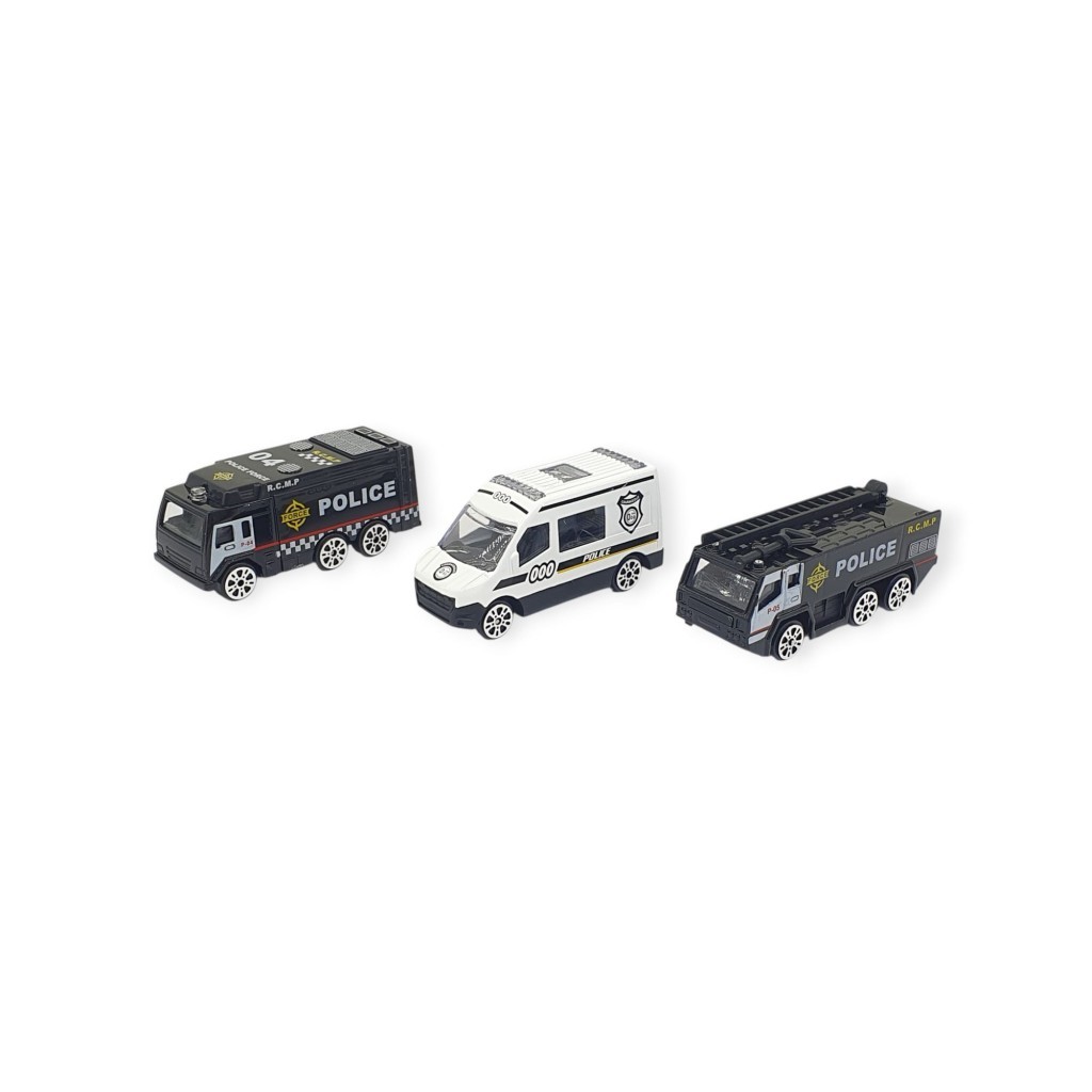 3'lü İş Makinaları Road Seti - Die Cast - DS044 - Polis  (Lisinya)