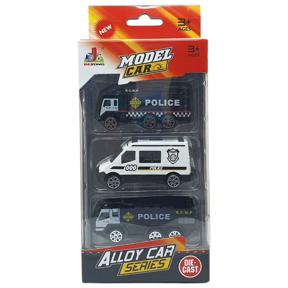 3'lü İş Makinaları Road Seti - Die Cast - DS044 - Polis  (Lisinya)