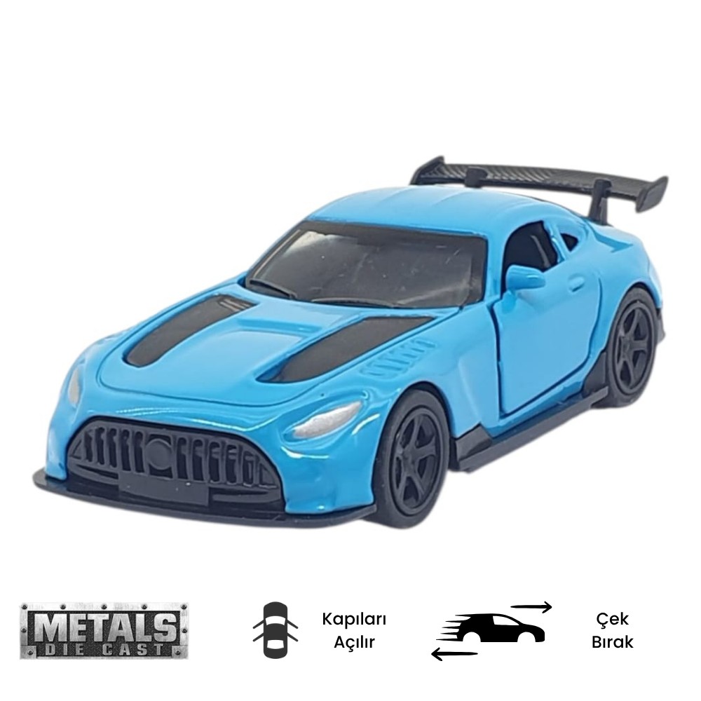 Çek Bırak Metal Küçük Arabalar 8 cm - 6411A-22 - Mavi (Lisinya)