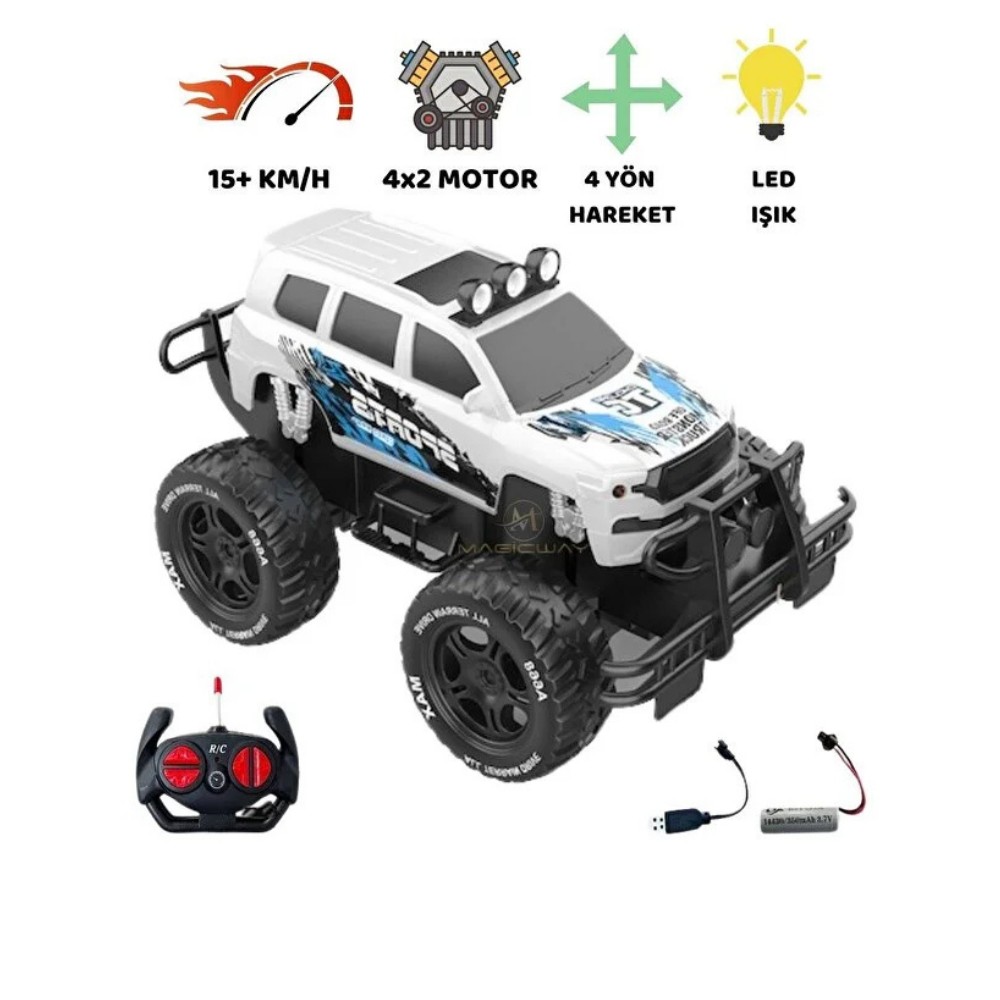 Uzaktan Kumandalı Şarjlı Off - Road Aracı U/K 1/12 - Beyaz (Lisinya)