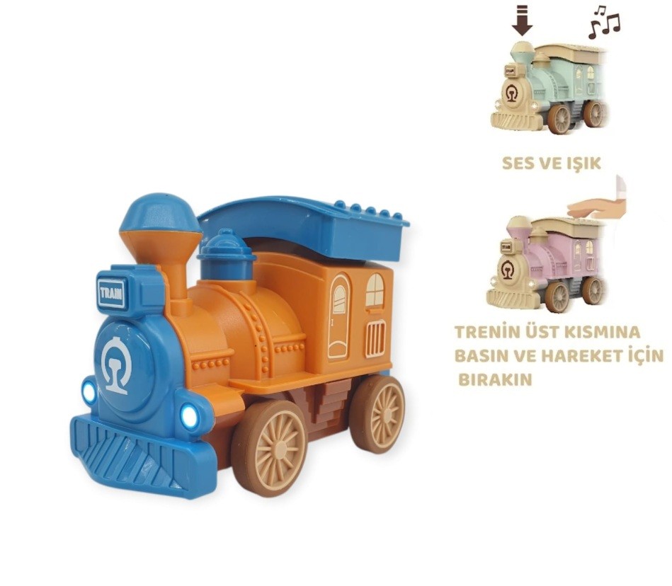 Oyuncak Tren Işıklı Sesli Bas Gitsin 14cm - MAVİ - 8068A (Lisinya)