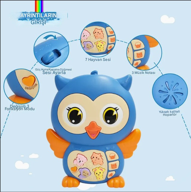 Baykuş Eğitici Bebek Piyanosu - Mavi (Lisinya)