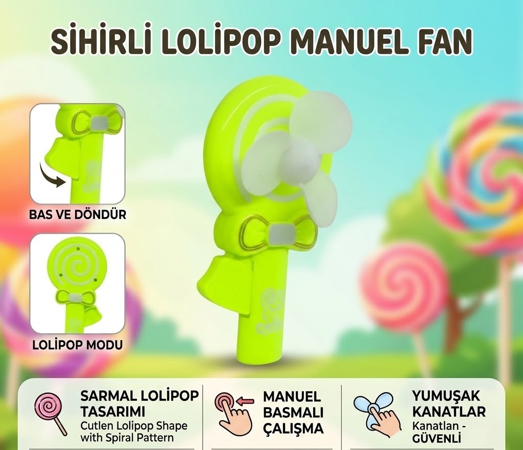 Lolipop Model El Fanı - Yeşil (Lisinya)