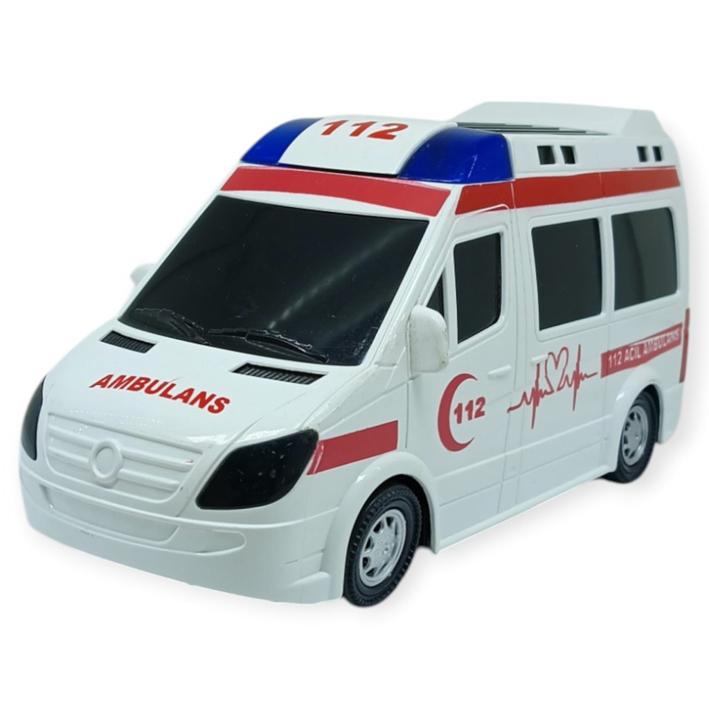 Ambulans Sesli Işıklı Pilli Yerde Gezen - 89-2689B (Lisinya)