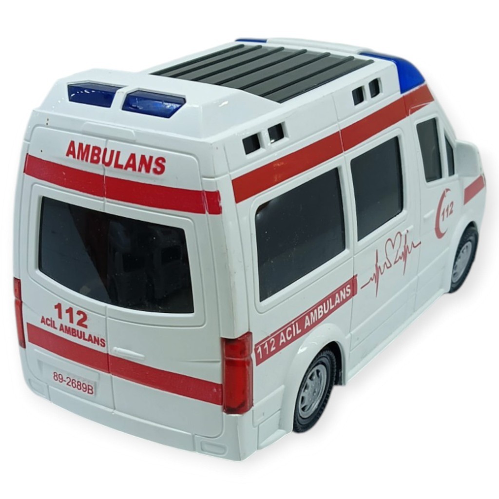 Ambulans Sesli Işıklı Pilli Yerde Gezen - 89-2689B (Lisinya)